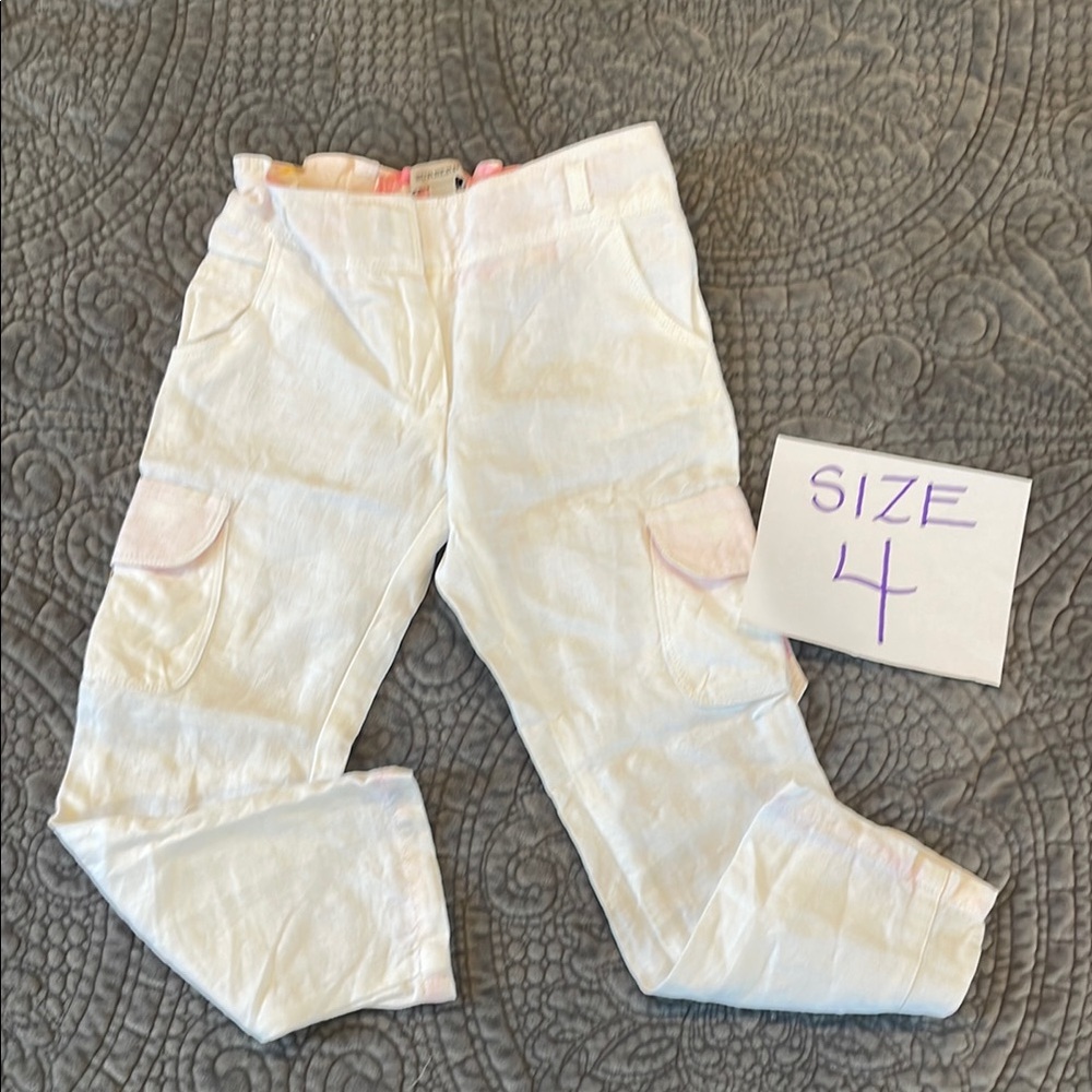 Burberry Kids White Cargo Pants